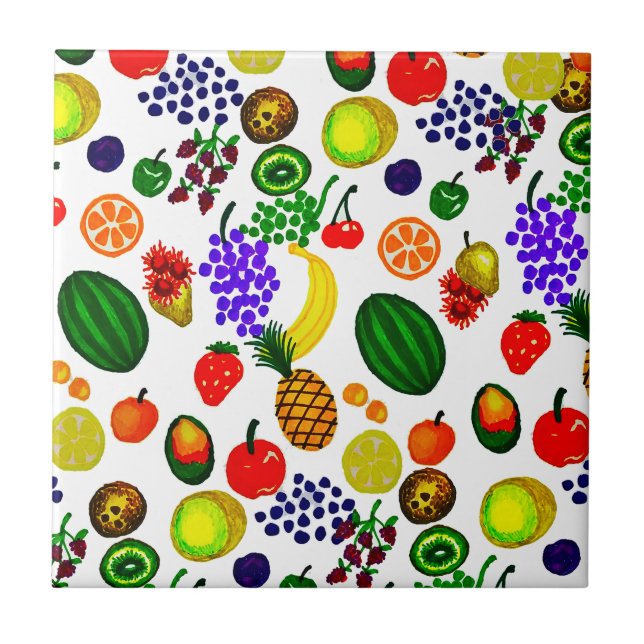 Hand Drawn Fruit Medley Pattern Fliese (Vorderseite)