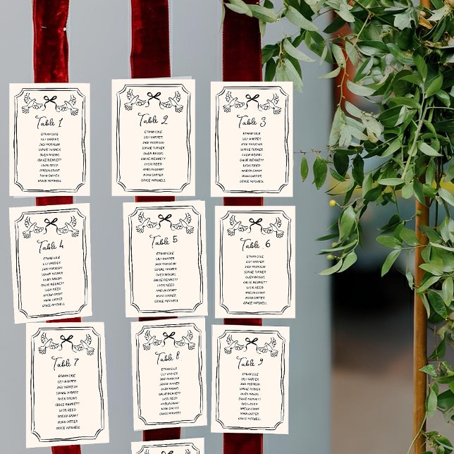 Hand drawn Funky Doodle Wedding Table Seating Einladung (Von Creator hochgeladen)