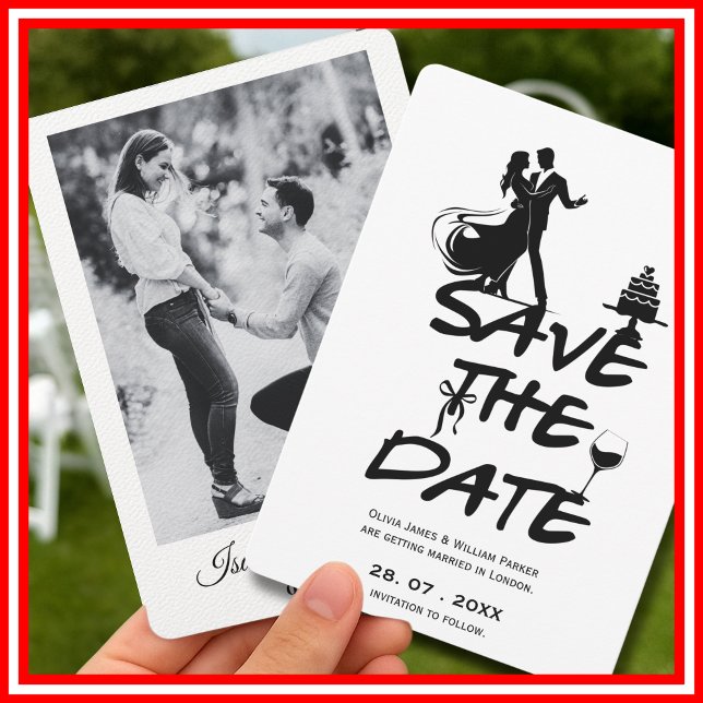 Hand Drawn Funky Whimsical Minimal Wedding FOTO Save The Date (Von Creator hochgeladen)