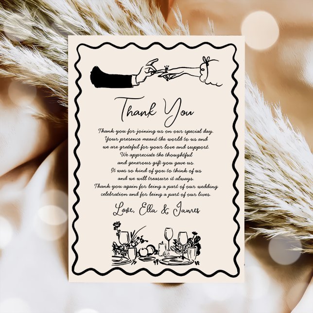 Hand Drawn Funky Zeichnend Hochzeit Danke Karte (Von Creator hochgeladen)