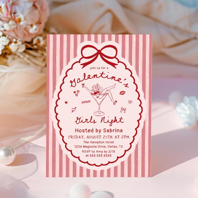 Hand Drawn Galentines Girls Night Party Invitation (Créateur téléchargé)