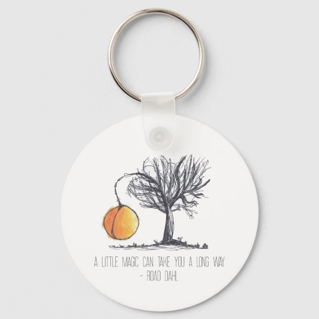 Hand-drawn Giant Peach Tree Keychain Schlüsselanhänger (Vorderseite)