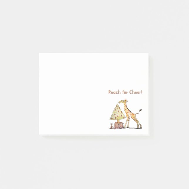 Hand-Drawn Giraffe Christmas Tree Art Post-it Klebezettel (Vorderseite)