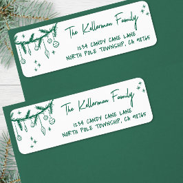 Hand Drawn Green Christmas Return Address