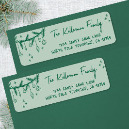 Hand Drawn Green Christmas Rücksendeadresse