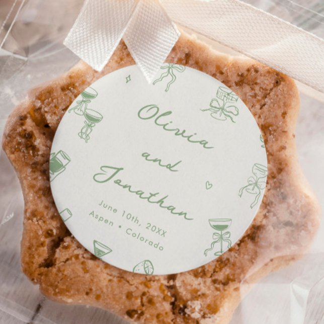 Hand Drawn Green Wedding Runder Aufkleber (Von Creator hochgeladen)