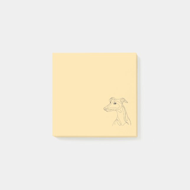 Hand Drawn Greyhound Line Art - Minimalist Design Post-it Klebezettel (Vorderseite)