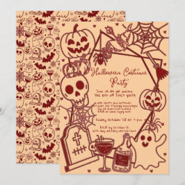 Hand Drawn Halloween Costume Birthday Party  Einladung