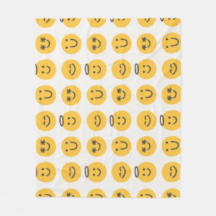 Hand Drawn Happy Emoji Pattern Fleecedecke