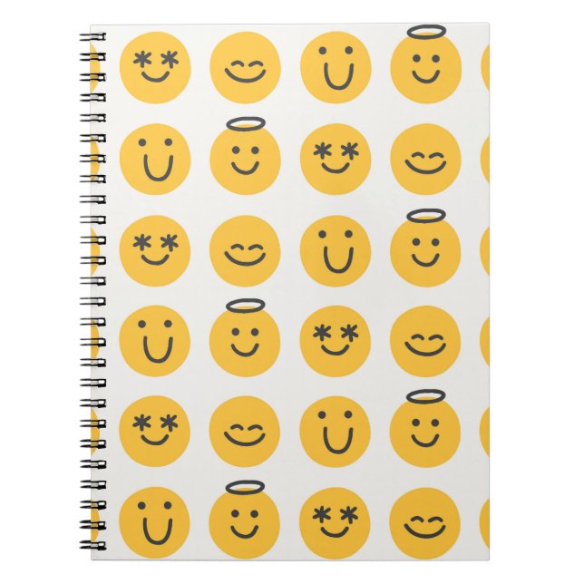 Hand Drawn Happy Emoji Pattern Notizblock (Vorderseite)