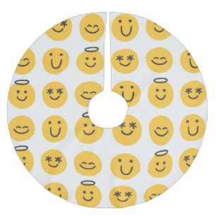 Hand Drawn Happy Emoji Pattern Polyester Weihnachtsbaumdecke