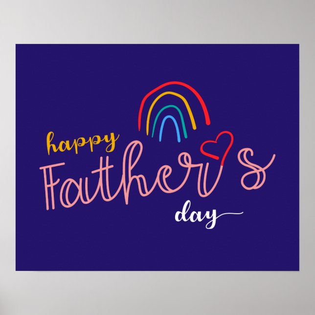 Hand-Drawn Happy Father's Day Pride Rainbow Poster (Vorne)
