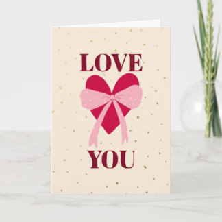 hand drawn heart with bow love you Valentine's Day Karte