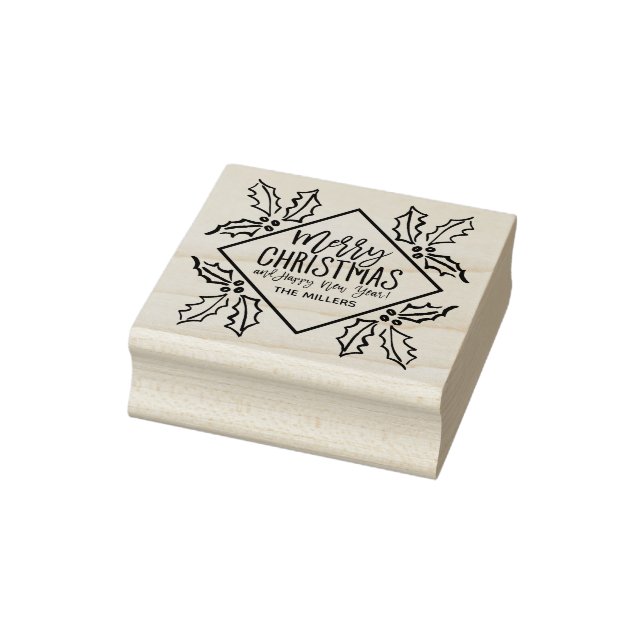 Hand Drawn Hollies Diamond Moderne frohe Weihnacht Gummistempel (Stempel)
