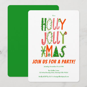 Hand Drawn Holly Jolly Weihnachten CUSTOM Urlaub Einladung