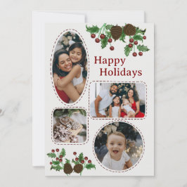 Hand Drawn Holly & Pinecones Christmas Card Feiertagskarte