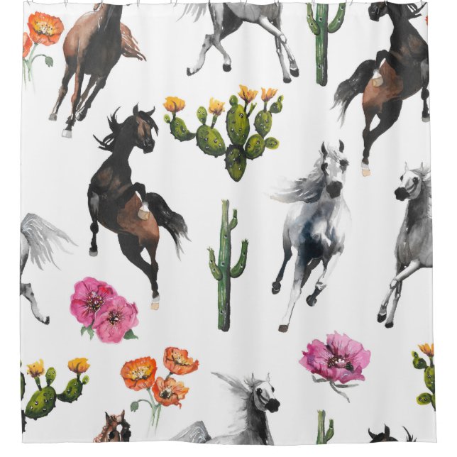 Hand drawn illustration. Seamless pattern. Cute ca Duschvorhang (Vorderseite)