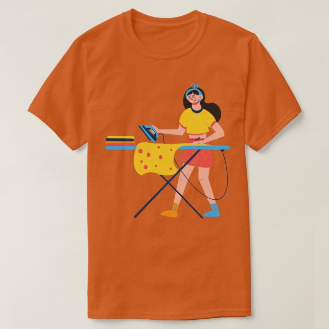 Hand Drawn IRONING FRAU T-Shirt (Design vorne)