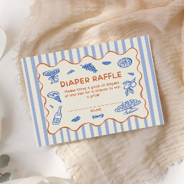 Hand Drawn Italian Baby Shower Diaper Raffle Begleitkarte