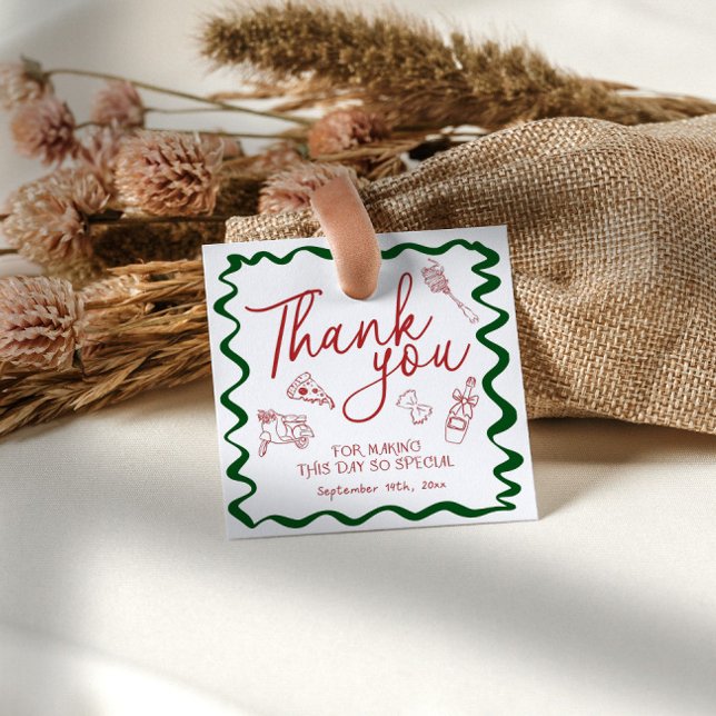 Hand Drawn Italian Pizza Brautparty Danke Geschenkanhänger (Von Creator hochgeladen)