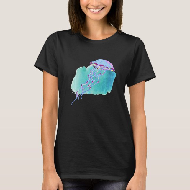 Hand Drawn Jellyfish Deep Ocean Creatures and Rift T-Shirt (Vorderseite)