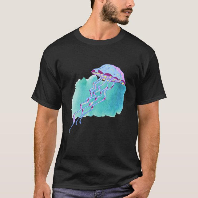 Hand Drawn Jellyfish Deep Ocean Creatures and Rift T-Shirt (Vorderseite)