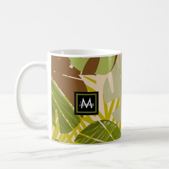 Hand Drawn Jungle Greenery Brown Leaf Kaffeetasse (Links)