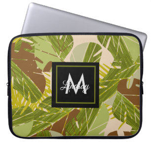 Hand Drawn Jungle Greenery Brown Leaf Laptopschutzhülle