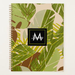 Hand Drawn Jungle Greenery Brown Leaf Planer