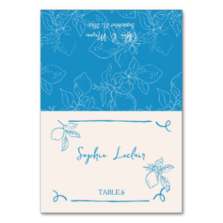 Hand Drawn Lemon Wedding Guest Platzkarte Tischnummer