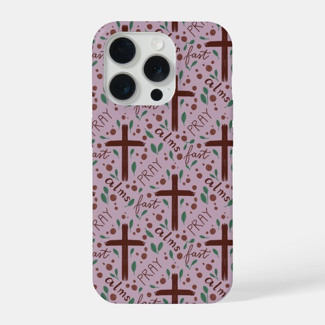 Hand-drawn Lenten Cross and Roses IPhone Case 15 Pro Hülle (Rückseite)
