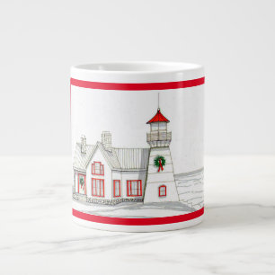 Hand Drawn Lighthouse Jumbo Weihnachtsfeierliche T Jumbo-Tasse