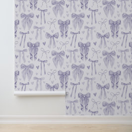 Hand-Drawn Lilac Bows on a Soft Light Background Tapete