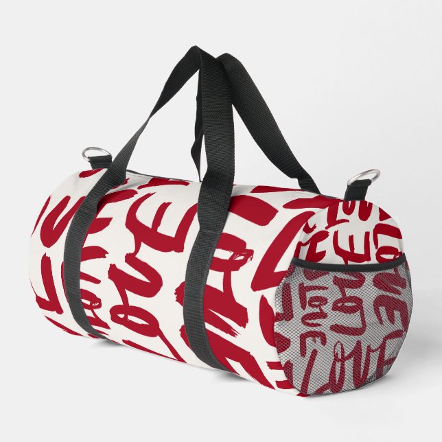 Hand-Drawn Love Pattern Playful Modern Romantic  Duffle Bag (Rechte Ecke)