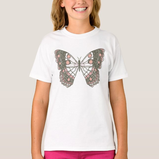 Hand Drawn Mariposa Butterfly for Girls T-Shirt (Vorderseite)