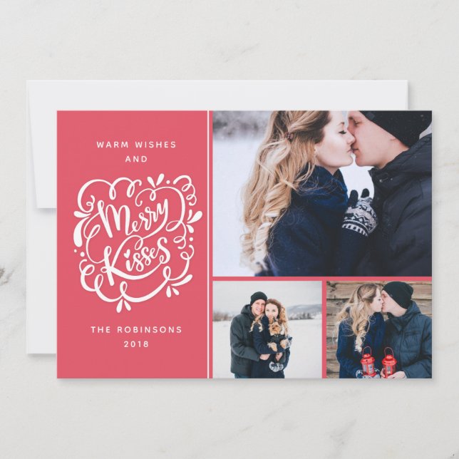 Hand Drawn Merry Kisses Weihnachten Multi-Foto (Vorderseite)
