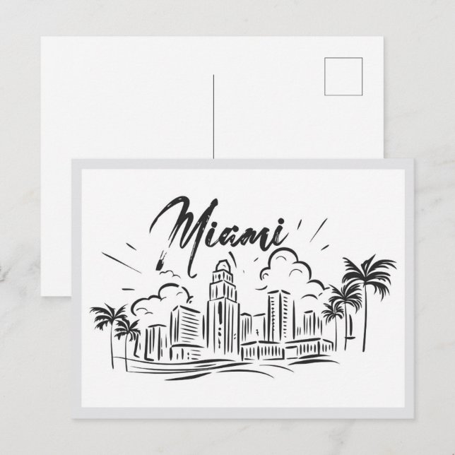 Hand drawn Miami Florida USA Postkarte (Vorne/Hinten)