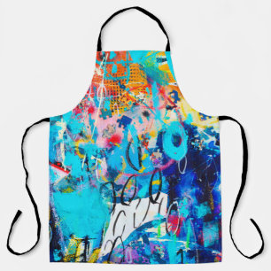 Hand drawn modern Multi Colored mixed media art c Schürze