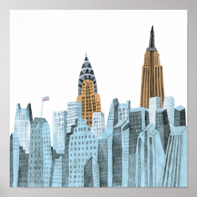 Hand Drawn New York City, NY Poster (Vorne)