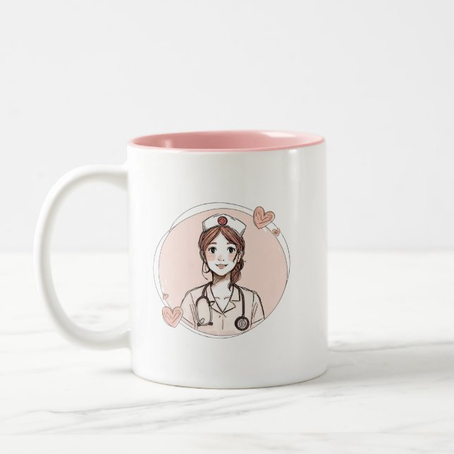 Hand Drawn Nurse Mug Personalized Gift (Gauche)