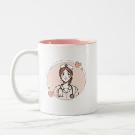 Hand Drawn Nurse Mug Personalized Gift Zweifarbige Tasse