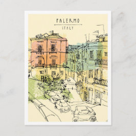 Hand drawn Palermo Italy Scene Landmark Postkarte