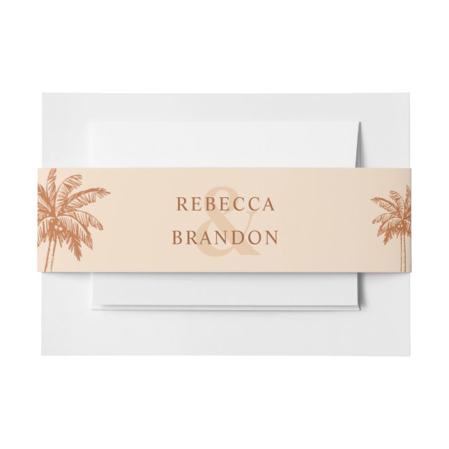Hand Drawn Palm Tree Boho Wüstencreme Hochzeit Einladungsbanderole (Vorderseite Beispiel)