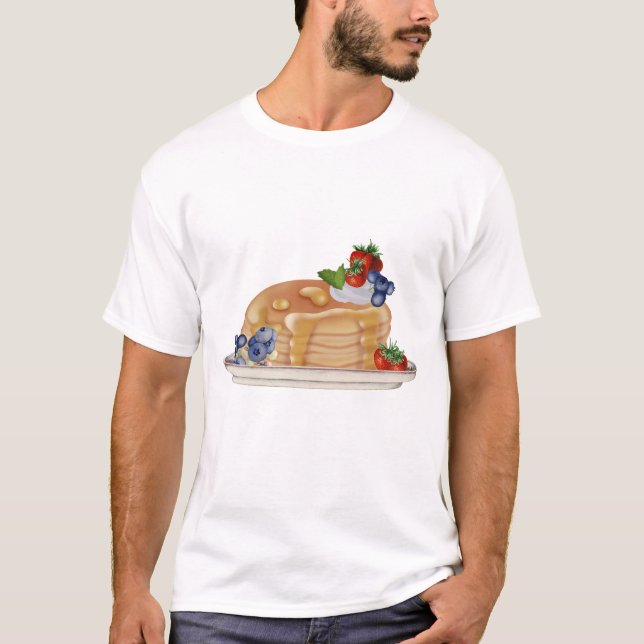 Hand Drawn Pancakes Berries Breakfast Food T-Shirt (Vorderseite)