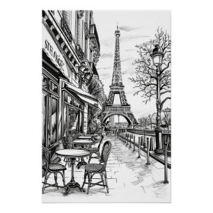 Hand Drawn Paris Szenen Poster