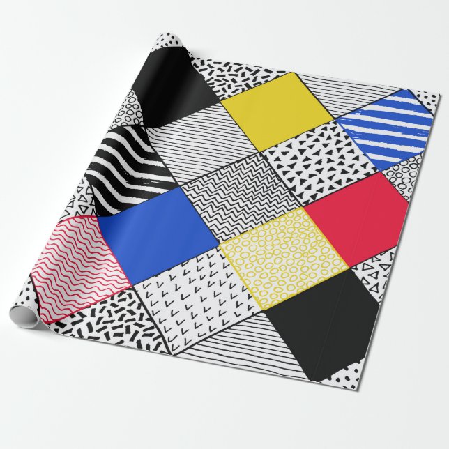 Hand Drawn Patchwork Background. Childish textured Geschenkpapier (Ungerollt)