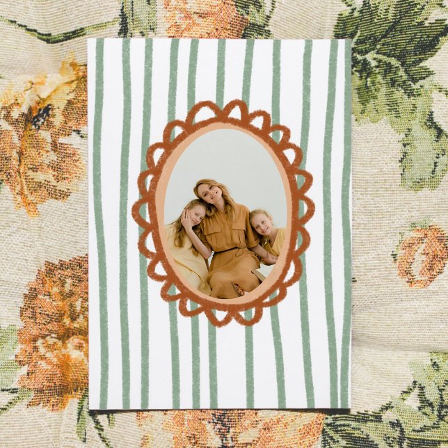 Hand-Drawn Photo Frame Striped Mother's Day Karte (Hand-Drawn Photo Frame Striped Mother's Day Card)