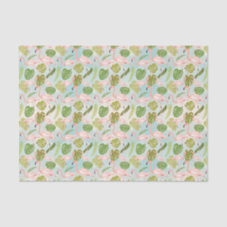 Hand drawn pink Flamingo and monstera leaves. Seam Seidenpapier