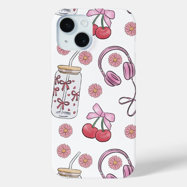 Hand-drawn Pink Girly Elements Seamless Pattern Case-Mate iPhone Hülle (Rückseite)
