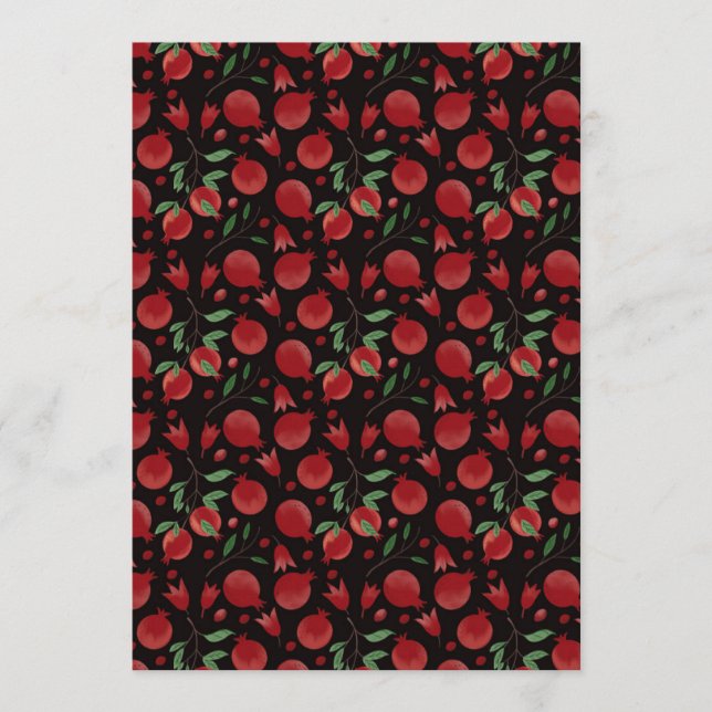 Hand-drawn Pomegranate Fruits Seamless Pattern Einladung (Vorderseite)